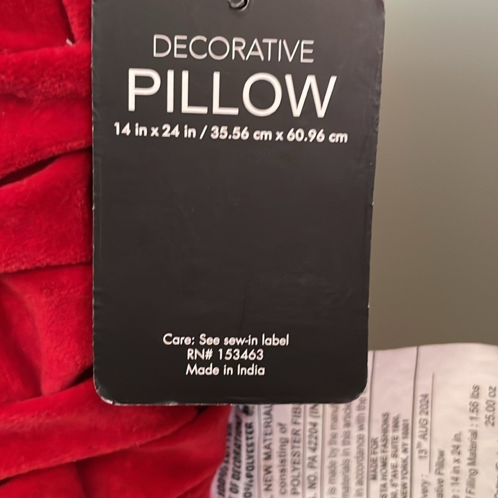 Gorgeous rich red accent pillow! NWT! 
Velvety feel - Picture 16 of 16